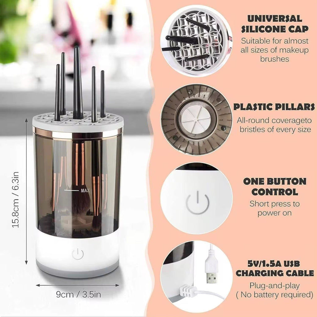 Portable automatic makeup brush cleaner machine